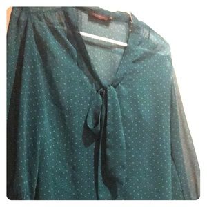 Sheer dress shirt with tie